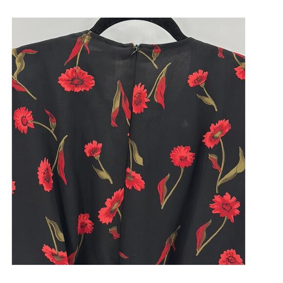 Vintage Positive Attitude 90s Crimson Falling Daisy Tie Back Dress size 14 - Picture 5 of 8